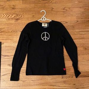 Womens twisted heart peace sign sweater size M